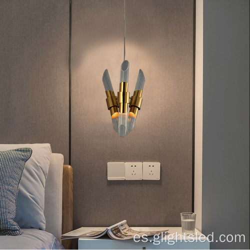 Lámpara colgante LED de oro de vidrio para dormitorio decorativo interior